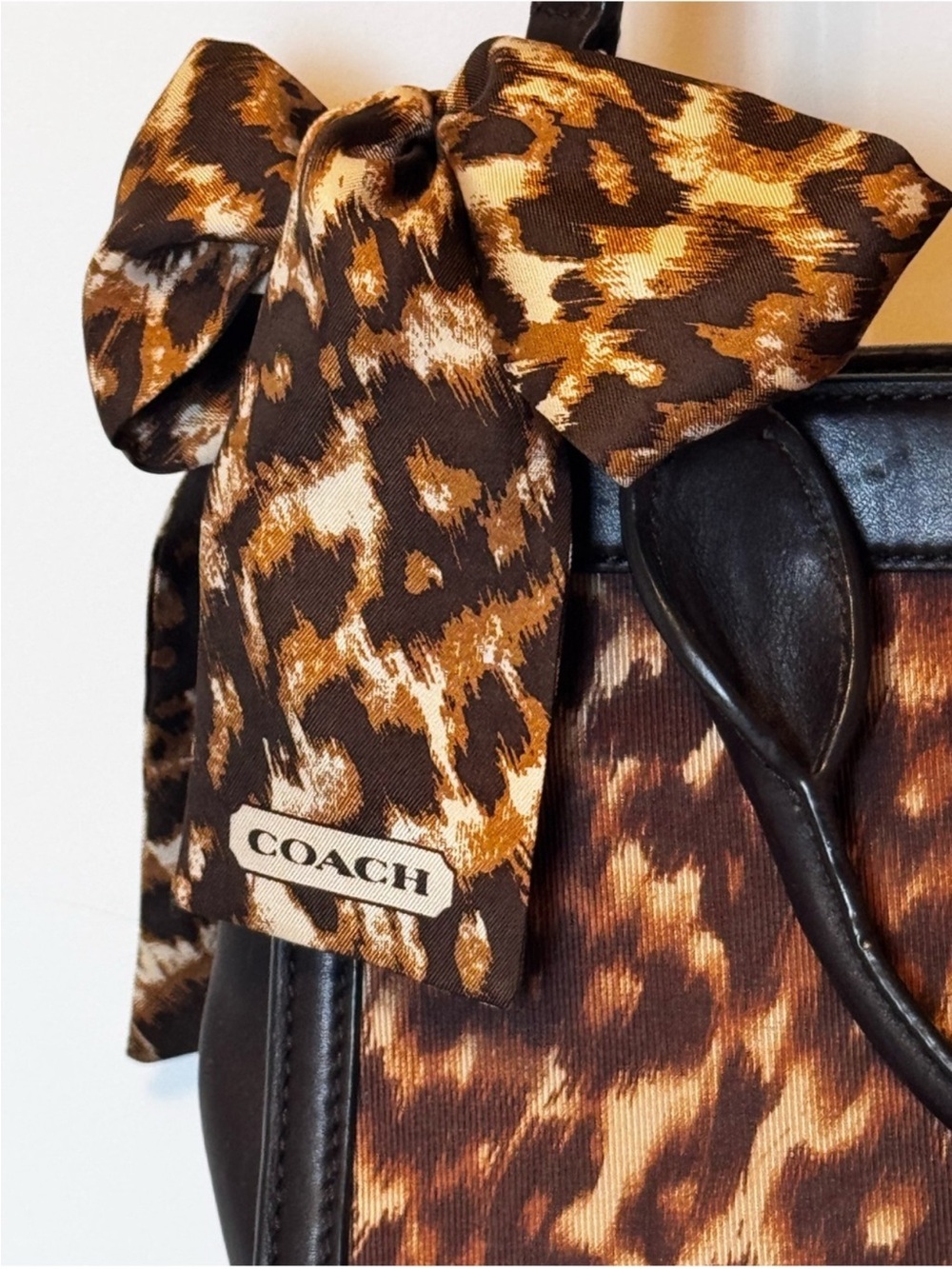 COACH Twilly Ocelot Leopard Print.